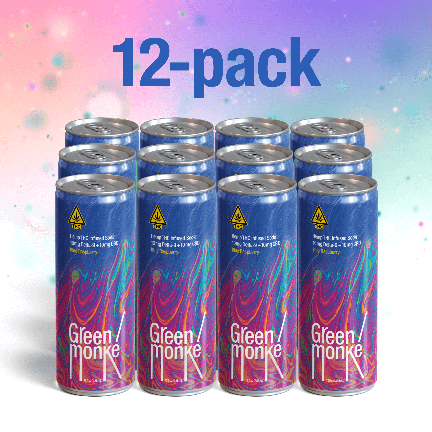 Blue Raspberry - 10mg THC + 10mg CBD Soda | Green Monké